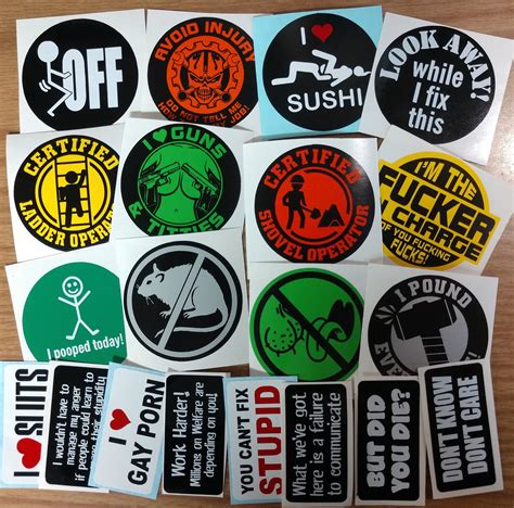 funny hard hat stickers